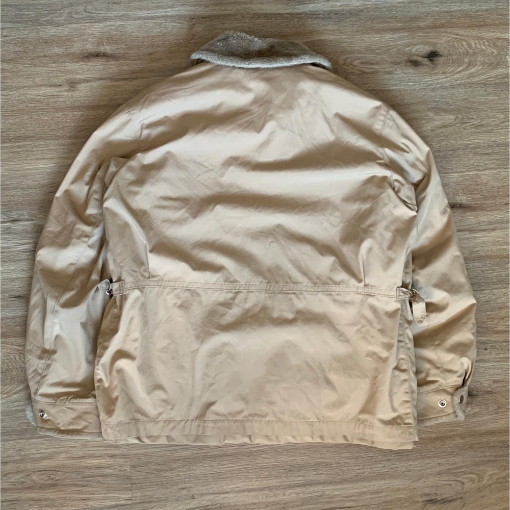 Men's Khaki Insulated Jacket with Faux Fur Collar - Picture 3 of 9